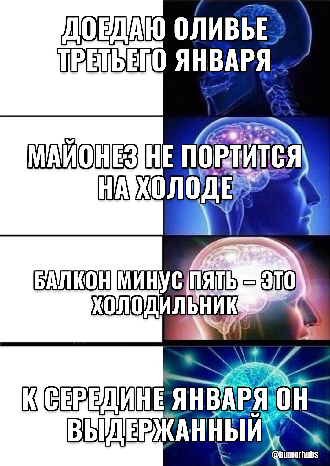 доедаю оливье третьего января — майонез не портится на холоде — балкон минус пять — это холодильник — к середине января он выдержанный